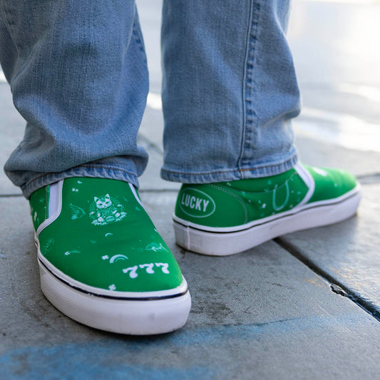 Lucky Shoes | Men's Green Slip On Sneakers