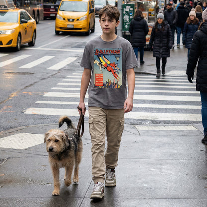 Bulletdog Golden Age Comic T-shirt - Vintage Superhero Dog Tee