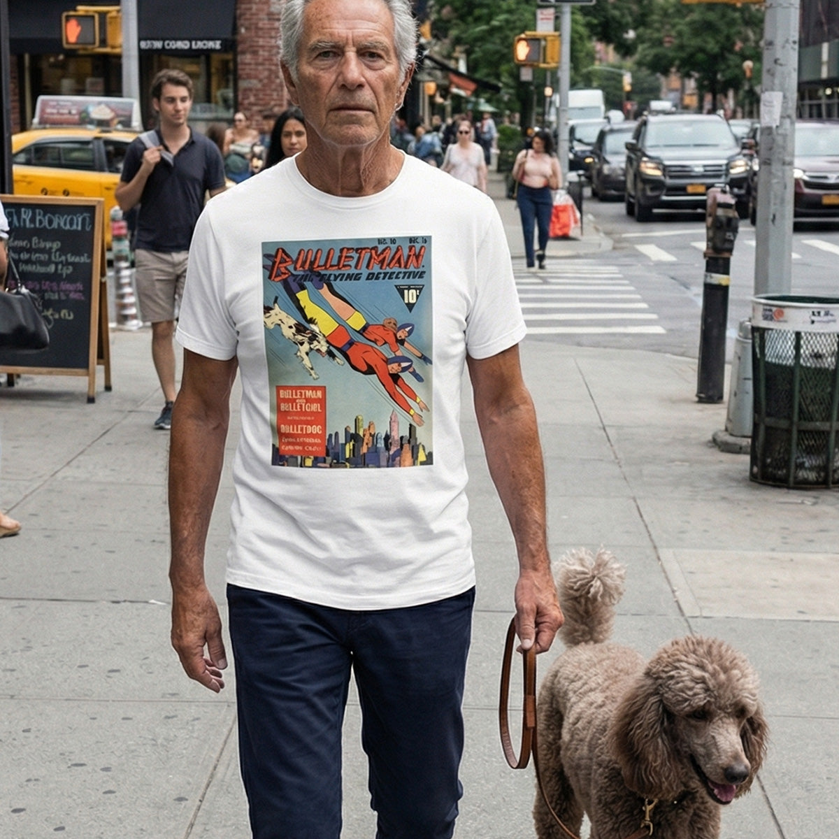 Bulletdog Golden Age Comic T-shirt - Vintage Superhero Dog Tee