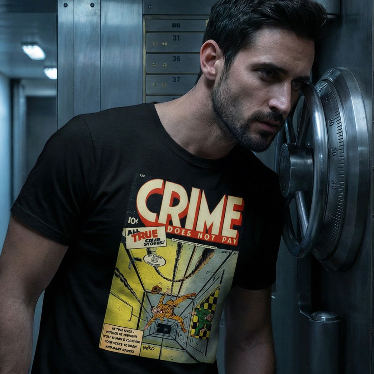 Crime Does Not Pay Golden Age Comic T-shirt - Vintage Noir Tee