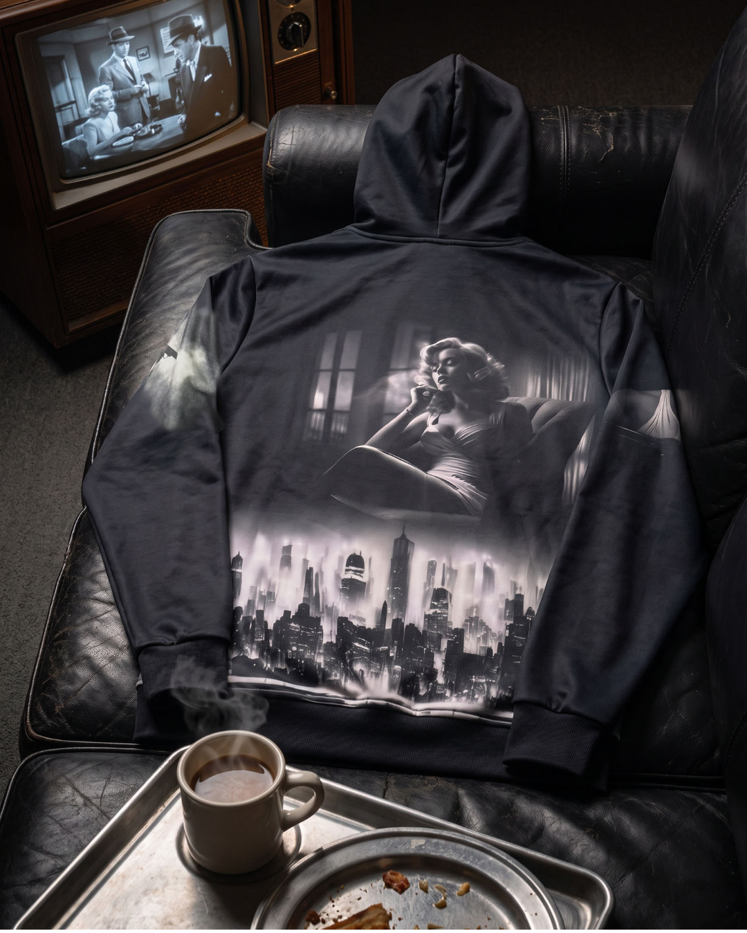 Film Noir Men's Size Warm Pullover Hoodie