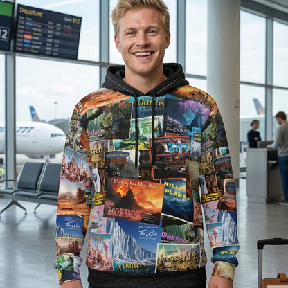 Fantastic Postcards | Men's Thick Pullover Hoodie
