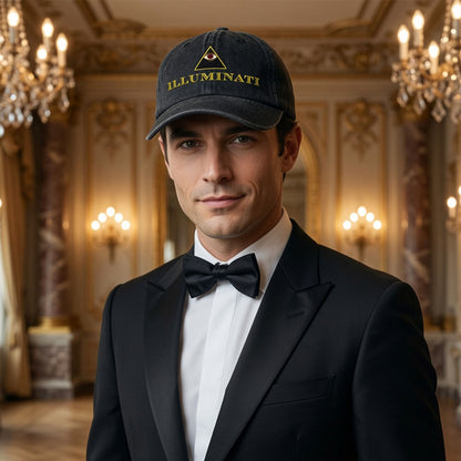 Illuminati Embroidered Baseball Cap | All-Seeing Eye Denim Hat