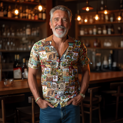Cigar Brand Retro Artwork Hawaiian Shirt | Vintage Cuban Cigar Button-Up Shirt