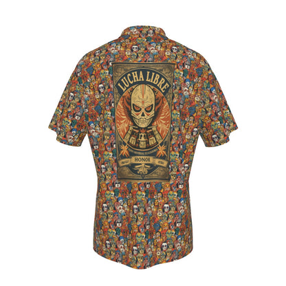 Lucha Libre Men's Hawaiian Shirt with masked wrestlers